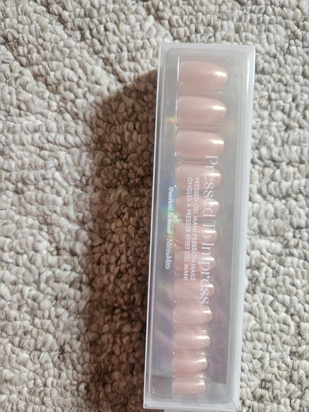 Sealed Box Press On Gel Nails - Shimmery Light Pink Set